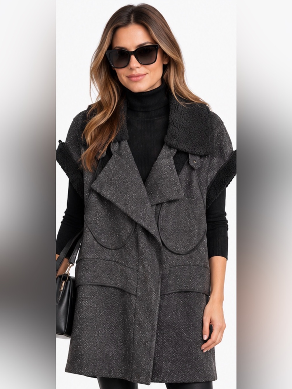 MARNI Winter Edition 2010 Wool Lamb Leather Oversized Long Vest Coat